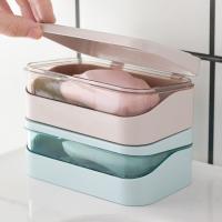 Bathroom Soap Dish With Lid Home Plastic Soap Box Leak-Proof Keeps Soap Dry Soap Dish Travel Essentials