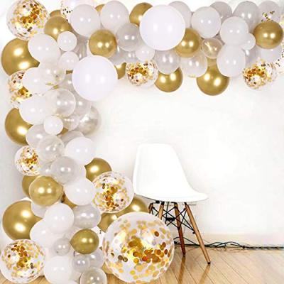 133 pcs Balloon Arch Garland kit Gold Confetti Silver White Balloons for Bridal Baby Shower Wedding, Birthday, Graduation