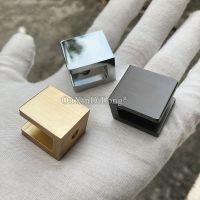 Stock 6PCS European Pure Brass Glass Clamps Clips Acrylic Board Shower Shelf Fixed Support Brackets Glass Connectors No Drilling