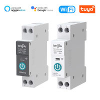 Tuya Wifi Smart Circuit Breaker Switch 1P 63A พร้อมวัดแสงสำหรับ Smart Home Wireless Remote สวิตช์ควบคุมโทรศัพท์มือถือโดย APP