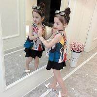 BOBORA Summer Children Set Baby Girls Cartoon Print Vest Shorts Infant Set Kids Clothing Set