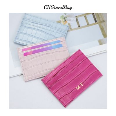 hot！【DT】✱  Dropshipping Blocking Wallet Leather Credit Card Holder Custom Initial Letters ID