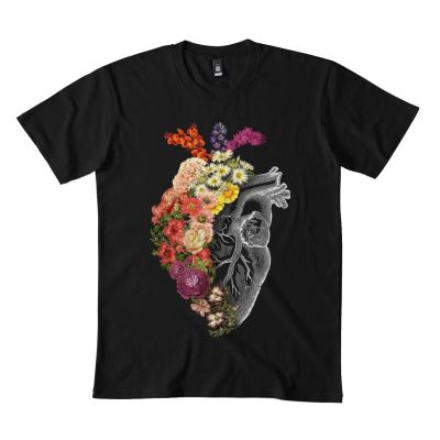 Kaus Bunga Hati Musim Semi DMN Bl Hitam