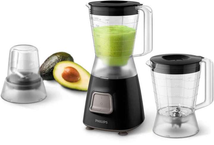 ชุดเครื่องปั่น-philips-เครื่องปั่นน้ำผลไม้-สมูทตี้-ปั่นน้ำแข็ง-บด-philips-blender-รุ่น-hr2059-90-รับประกันสินค้า-2-ปี-แถมฟรี-โถปั่นคู่และโถบดแห้ง