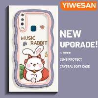 "YIWESAN เคสสำหรับ VIVO Y12 Y15 Y17 Y12i Y3 Y3s 2020เคสซิลิโคนเคสโทรศัพท์ฤดูใบไม้ร่วงกันกระแทกขายดีครอบคลุม Spoof แครอทสีขาวรูปกระต่ายน่ารักสำหรับ"