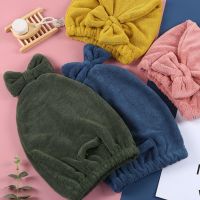 Thick Turban Shower Bowknot Dry Hair Cap Wrap Towel Coral Fleece Hair Drying Hat Towels