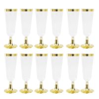 Wedding Champagne Flute Creative Disposable Plastic Wedding Cup Champagne Glass Drinking Utensils for Party-Golden