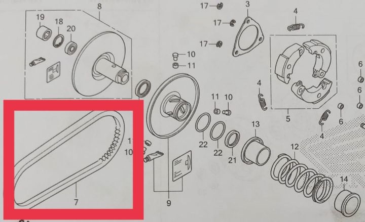 ชุดสายพานของแท้-zoomer-x-ตัวใหม่-ใช้สำหรับเปลี่ยนทุก-24-000กม-ที่มีอาการออกตัวสั่นและเวลาขับขี่แล้วรู้สึกอืด