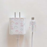 Casing Pelindung Line Data Smiley Bite Tahan Benturan Gradien Jane Kabel Usb Kabel Winder untuk Apple Iphone Kepala Pengisi Daya Cepat 18/20W