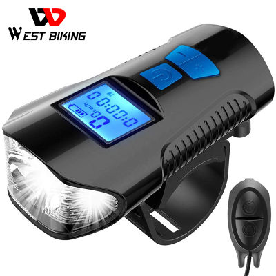 Waterproof Bicycle Light USB Rechargeable Bike Front Light Flashlight with Computer LCD Speedometer Cycling Head Lantern Horn