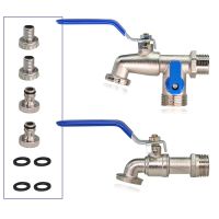 ✸✲❦ 1/2 Garden Lever Tap Outdoor Metal/PlasticWater Faucet Long Handle 1 and 2Way Ball Valve Shut Off with Connecter for IBC Tank