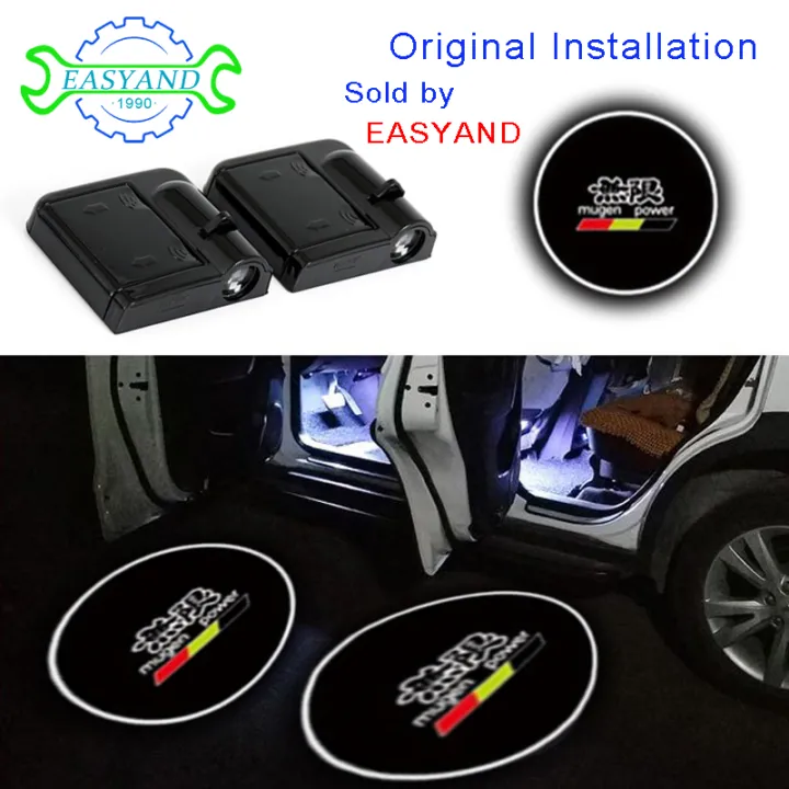 EASYAND Wireless LED Car Door Light for Honda Mugen 2pcs Laser