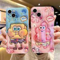 เคสขอบTPU อ่อนคู่3D เพชรวิบวับบลูเรย์แบบใหม่เคสโทรศัพท์มือถือคู่สพันชบ็อบสแควร์แพนท์ทันสมัยสำหรับ IPhone14Promax 14Plus 13PROMAX 11 12 Pro Max XR XS Max X 6Plus 7 8 Plus 12 Mini