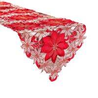 Double Thickness Rustic Embroidered Floral Table Runners Christmas Decorations