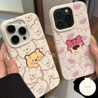 เคสนิ่มแบบย่อยสลายได้ที่เป็นคู่เคสโทรศัพท์การ์ตูนหมีสตรอเบอร์รี่ของมิสสคอนนี่วินนี่เดอะพูห์น่ารักใช้ได้กับ iPhone 15 13 11 14 12 Pro Max X 7Plus XR 8 15 7 6S 6 Plus XS MAX SE 2020