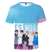 2023 NewBTS WORLD 3D พิมพ์เสื้อยืดผู้หญิงผู้ชายแฟชั่นฤดูร้อนแขนสั้นเสื้อยืด Casual Streetwear เสื้อผ้า