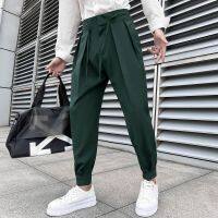 【CW】 2022 Elastic Waist Drape Pants Men Business Office Male Fashion Loose Social Formal Trousers