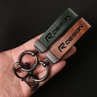 For Volvo R DESIGN car Accessories Leather Keychain Car Key Ring Holder Jewelry Custom Gift