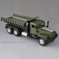 【100%-original】 Fashions King 1:43ชั่ง D Iecast ยานพาหนะรุ่นของเล่นยูเครน KrAZ 256B Tipper ข้ามรถบรรทุกดึงกลับ W/ เสียงและ