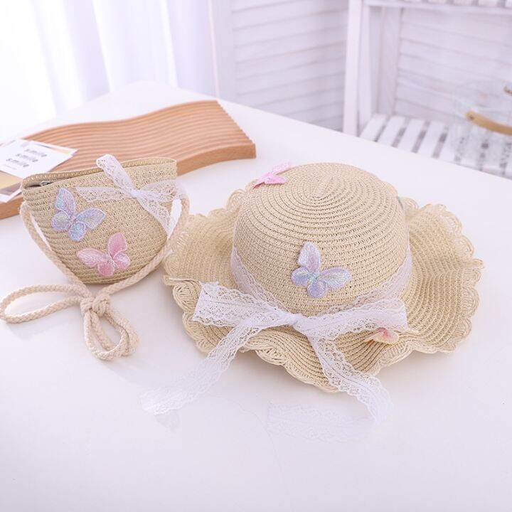 cc-new-summer-children-casual-butterfly-straw-hat-handbags-kid-girls-outdoor-holiday-bags-hat