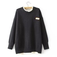 【มีไซส์ใหญ่】Plus Size 2XL-4XL Womens Knitted Autumn Winter Sweaters Long Sleeved Patchwork Green Black Female Outerwear