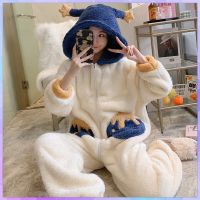 Пижама Женская Adult Onesie Warm Pajamas Animal Womens Jumpsuit Winter Cartoon Fleece Sleepwear Velvet Plus Size Home Clothes