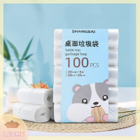 ? LECHU? 5ม้วน100pcs กระเป๋าขยะขนาดเล็กครัวเรือนหนาขยะเดสก์ท็อปขนาดเล็กสามารถถุงขยะทิ้งเครื่องมือครัว