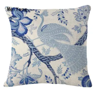 Blue White Porcelain Floral Throw Pillow Covers Vintage