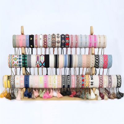 2022 New Braided JADORE Letters Embroidered Friendship Bracelets Handmade Retro Boho Weave Adjustable Rope Bracelets for Woman Wall Stickers Decals