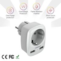 TESSAN 3 in 1 USB Charger Wall Plug Adapter with 2 USB (2.4A)  EU Wall Socket Power Adapter for Travel  Home  Office Shoes Accessories