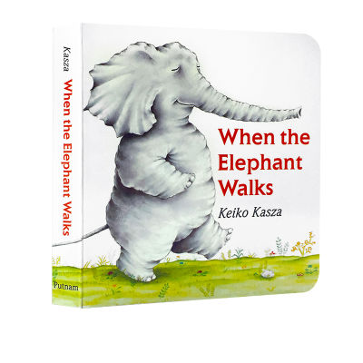 When the elephant walks Qingzi picture book elephant goes for a walk food chain popular science funny humor childrens Enlightenment cognition cardboard book Keiko Kasza