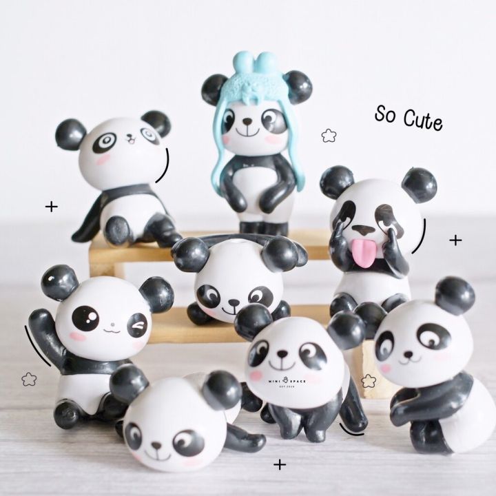 model-panda-หมีแพนด้า-8-แบบ-ตุุ๊กตาจิ๋วตกแต่งกระถาง-ชุด-8-แบบ