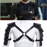 ผู้ชายยุคกลางเครื่องแต่งกายเกราะคอสเพลย์อุปกรณ์เสริม Vintage Gothic Warriors Knights ไหล่ PU Leather Harness