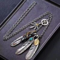 Chrome Heart pure silver high quality 2023 new Hashigoro style eagle claw feather necklace for women and men Taijiao chain set chain spot women