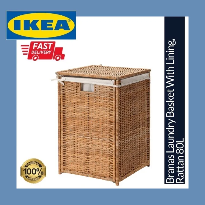 Rattan basket IKEA Branas Laundry Basket Bag Rattan With Lining 80L