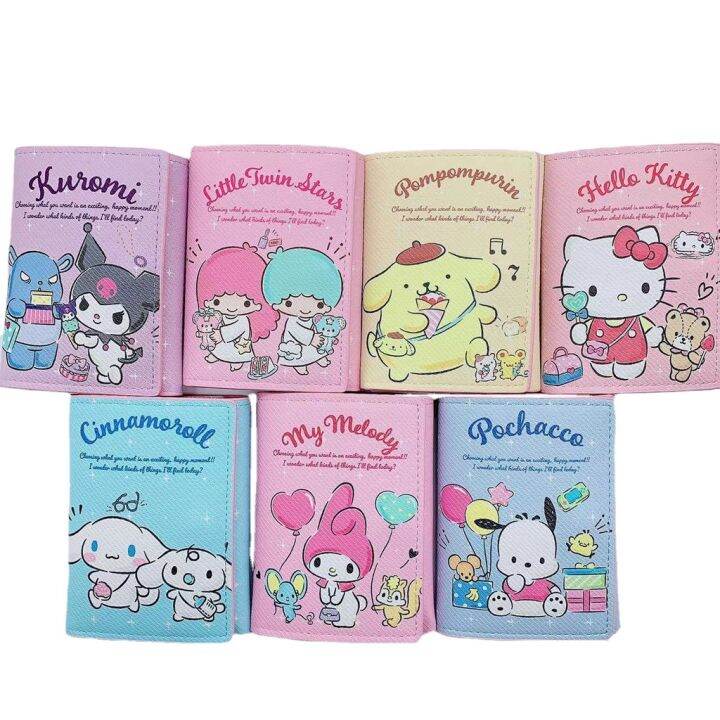 ใหม่-กระเป๋าสตางค์หนัง-ใบสั้น-ลายการ์ตูน-sanrio-hello-kitty-mymelody-littletwinstars-cinnamon-pochacco-kuromi-น่ารัก-สําหรับเด็ก