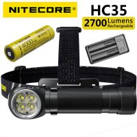 NITECORE HC35 ไฟสวมศรีษะ LED แบบชาร์จ USB ความสว่างสูงสุด 2700 ลูเมนส์ 4 x CREE XP-G3 S3   พร้อมแบตเตอรี่ 4000mah สำหรับกลางแจ้ง