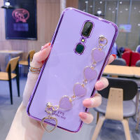 【Online】 สำหรับ F11 /Oppo F11 Pro Case,หรูหราแฟชั่นชุบ Soft TPU โทรศัพท์ปลอกกล้องเลนส์ป้องกันด้วยหัวใจรักสร้อยข้อมือที่สวยงามพรีเมี่ยมกันกระแทกกันชนกรณีปกหลัง