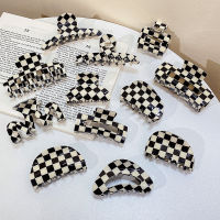 &amp;gt;CW aboveVintage Womens Acrylic Girls Checkered Hair Claw Shark Clip Geometric Grid Headband Hair Clips Hairpin. Fashion Hair Accessors