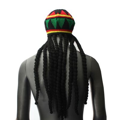 【cw】 Unisex KnittedHatChristmasFancyWig Braid Hat Tassel Hat Jamaican BobRasta Hair Hat 【hot】