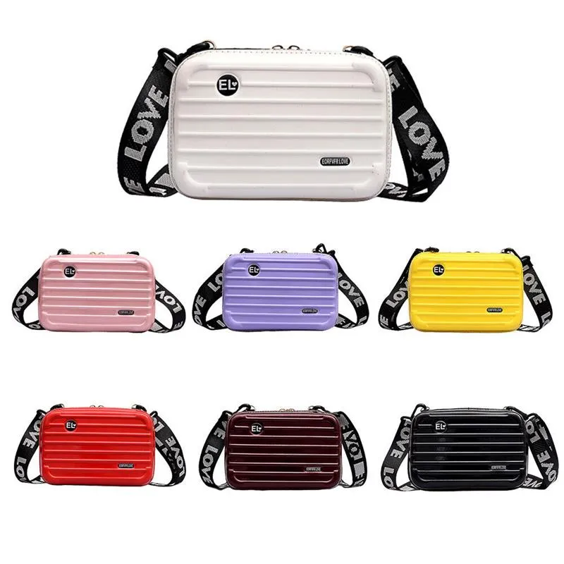 1PC Hard Shell Cosmetic Bag Women Mini Suitcase Shape Crossbody