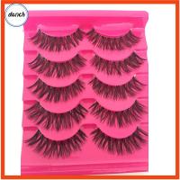 DANCH 5 Pairs แต่งหน้า ความงาม เป็นธรรมชาติ ข้าม หนา ขนตาปลอมปลอม สีดำ แฮนด์เมด ต่อขนตา