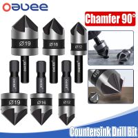 3PCS Countersink Drill Bit Hss Hex Chamfer Five Pears Hexagonal 90 Degrees Boring Drill Shank Carbon Steel Woodworking Tools Set