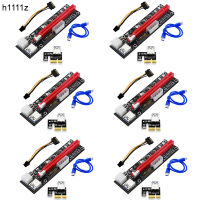 6 PCS PCIE Riser สำหรับการ์ด Riser PCI Express X16 Extender PCI-E 1X การ์ด Molex 4Pin 6Pin SATA LED สำหรับ BTC Miner Mining