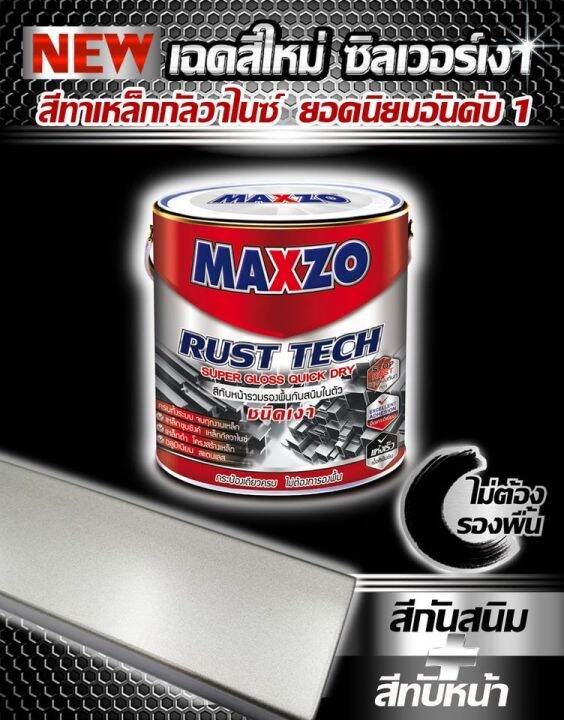 สีกันสนิมและทับหน้าเหล็กกัลวาไนส์-ชนิดเงา-แมกโซ่-รัสท์เทค-maxzo-rust-tech-แกลอน