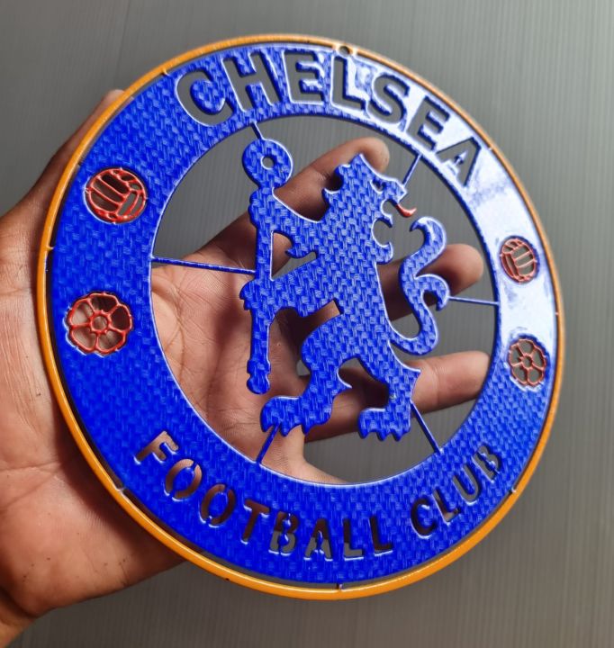 โลโก้เชลซี-chelsea-วัสดุเหล็กตัดเลเซอร์-ขนาด-18-18-cm-ทำสีเคลือบเคฟล่ามีหลายแบบหลายเวอร์ชั่นให้เลือกใช้สี-2k-สีพ่นรถยนต์ภายนอกสวยเงางามคงทนไม่ลอกไม่ร่อนไม่เสียรูปใช้งานได้นานรุ่นสู่รุ่นติดตั้งได้ทุกที