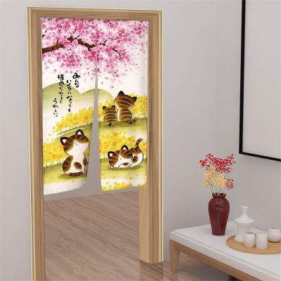 Fashion 2023 Japanese door curtains with photos of lucky cats printed on them