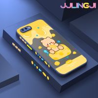 Jjlingji เคส R9s สำหรับ OPPO R11 R11s,เคสนิ่มลายการ์ตูนหมีชีสมีน้ำค้างแข็งโปร่งใสบางๆขอบสี่เหลี่ยมแข็งกันกระแทกปลอกซิลิโคนคลุมทั้งหมด