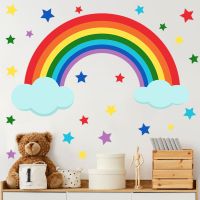 [COD] zsz1062-c rainbow stars colorful clouds creative wall stickers living room bedroom background decorative