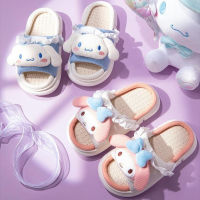 Sanrio Cinnamoroll My Melody Kawaii รองเท้าแตะผ้าลินินฤดูร้อนในร่ม Soft-Soled รองเท้าแตะกันลื่น House Breathable รองเท้าแตะลำลอง